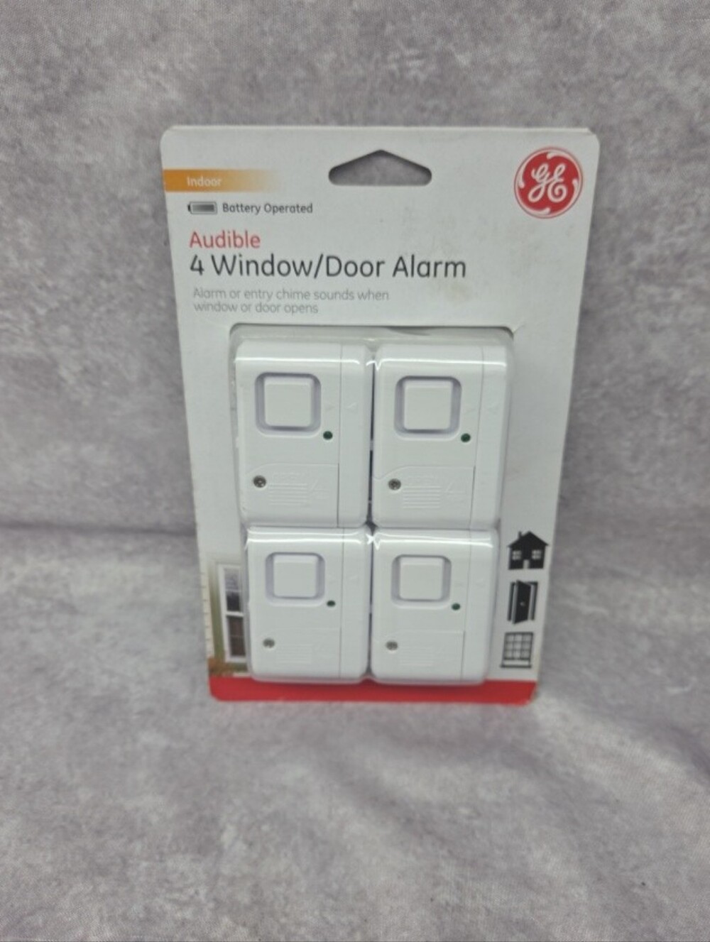GE Audible 4 Pk Window/Door Alarm 45174 Battery Operated Indoor No Wiring Needed